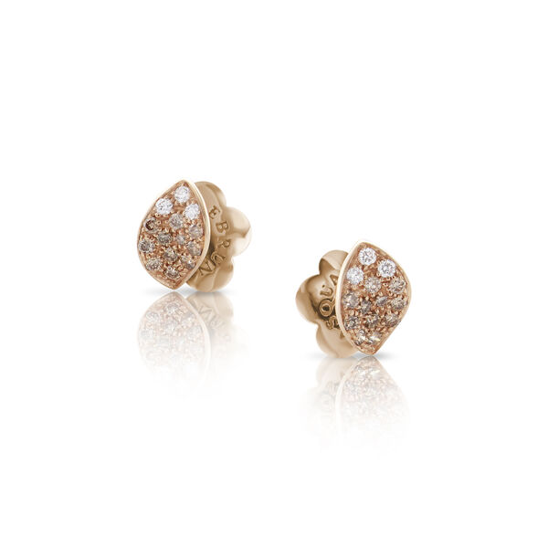 Petit Garden Rose Gold and Diamond Pav&eacute; Stud Earrings